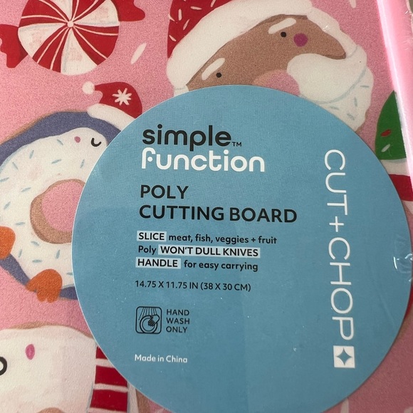 Large Christmas Doughnuts Candy Poly Cutting Board Joy Santa Kitchen Donuts - Picture 11 of 11